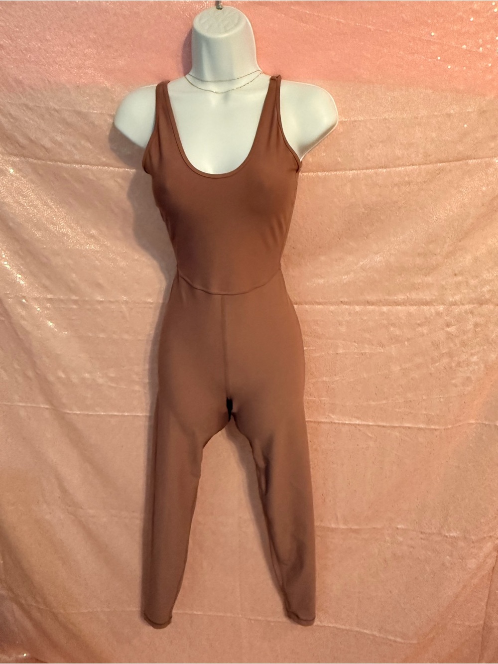 Fabletics Sleeveless Scoop-Neck Jumpsuit in Mauve Brown